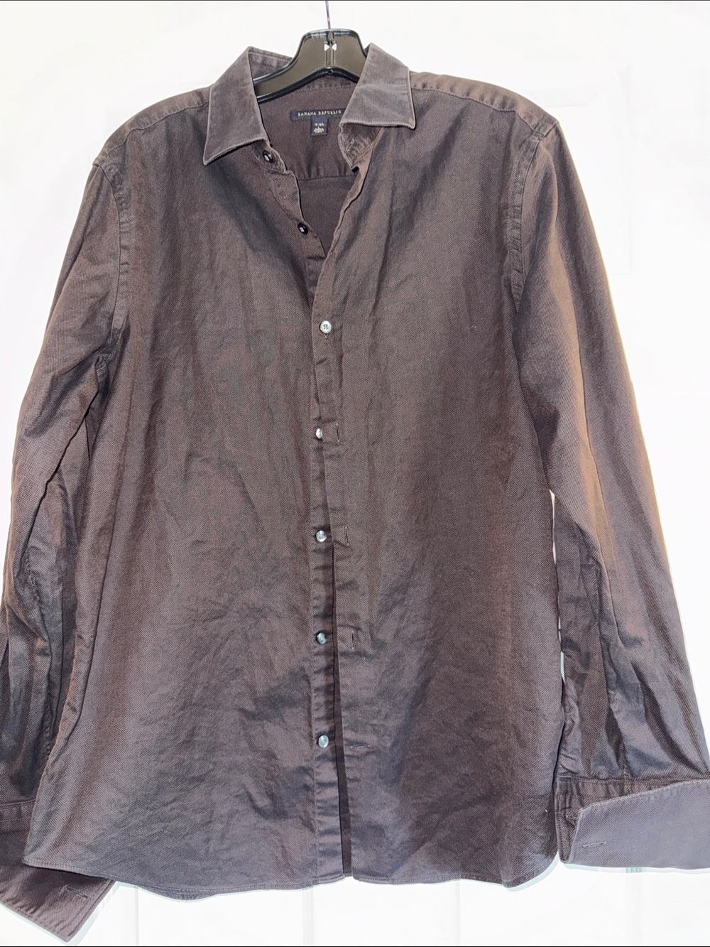 Banana Republic Men's Dark Brown Long-Sleeve Button Shirt